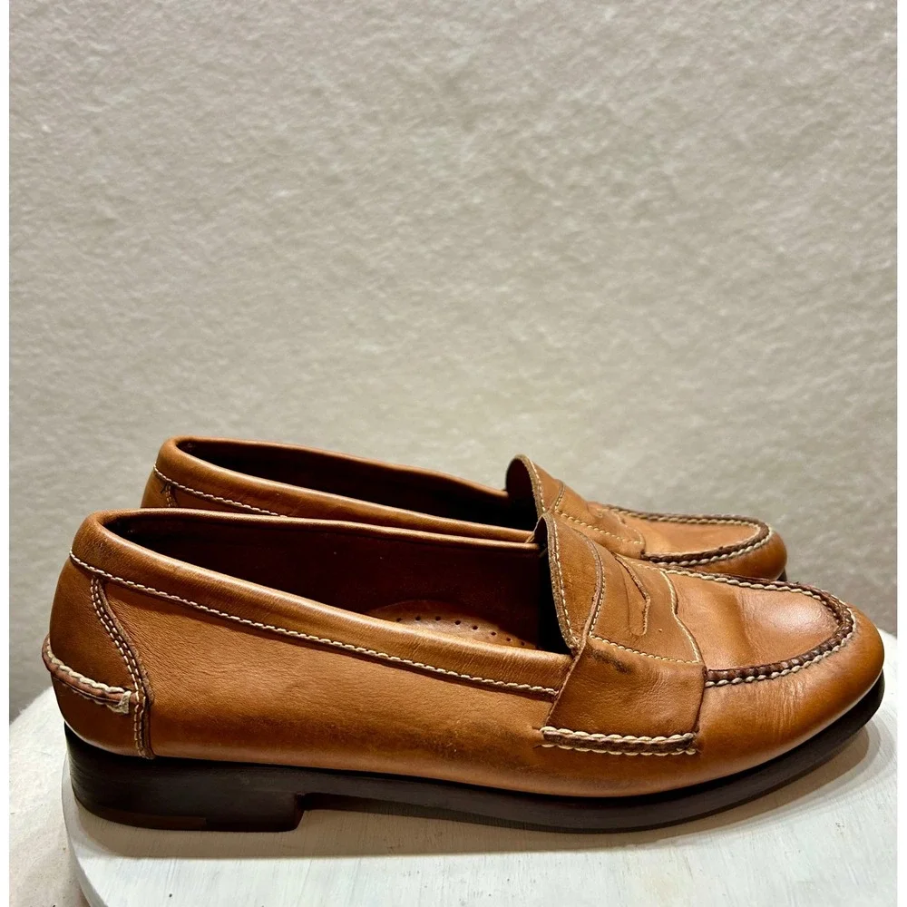 Cole Haan Country Mens Tan Leather Penny Loafers 3103 Made in Brazil Size 7.5 D